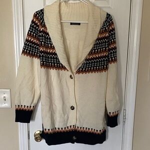 Bloomchic Cream and Black Patterned Women's Cardigan